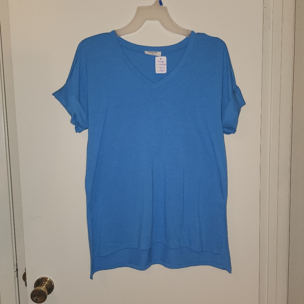 Blue V-Neck Women's Top